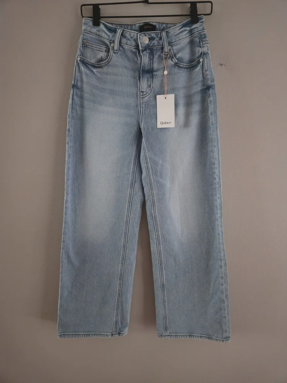 Quince Women's Jeans 26x28 Bella Stretch Relaxed Straight Cool Blue 90s Inspired